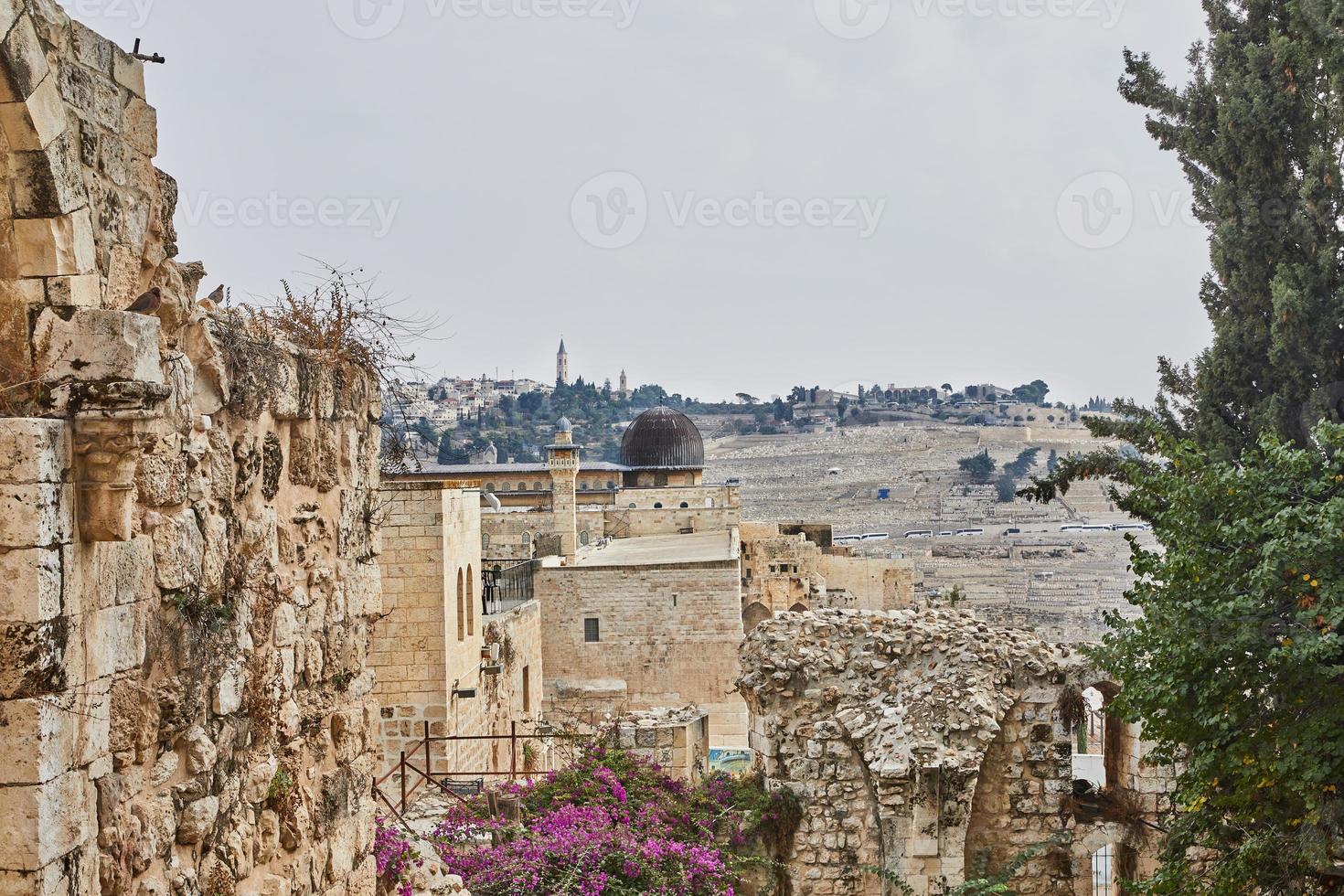 View on Al-Aqsa Mosque from the ancient city wall photo