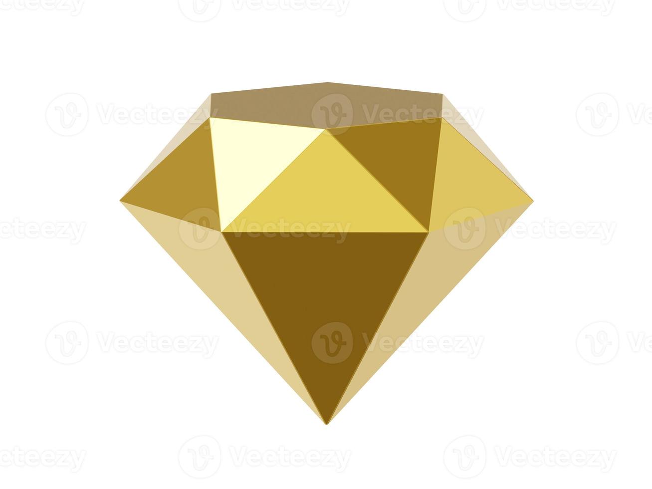 Diamond gold metal, jewelry. 3D rendering. Icon on white background. photo