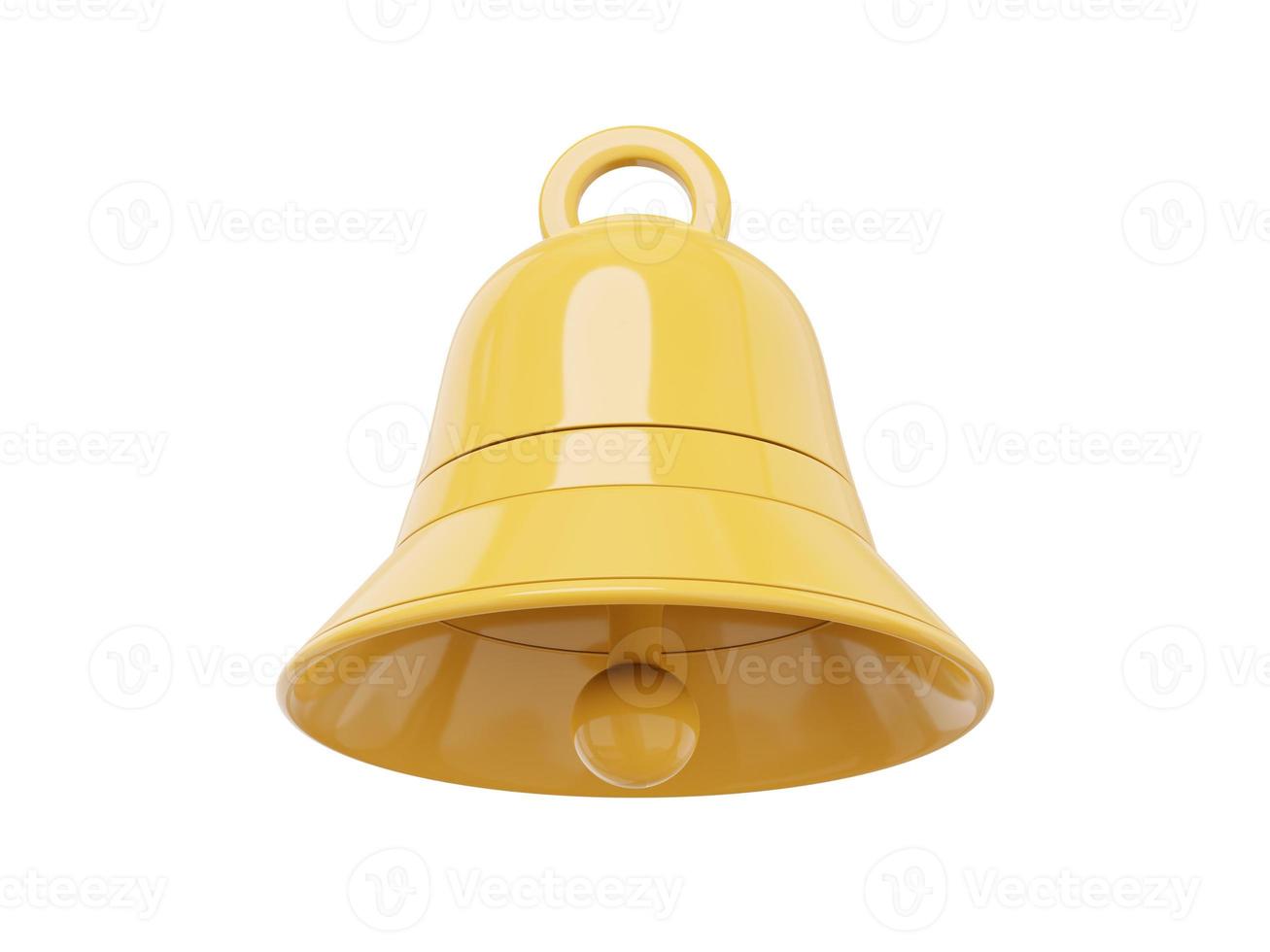 Yellow bell, notification symbol. 3D rendering. Icon on white background. photo
