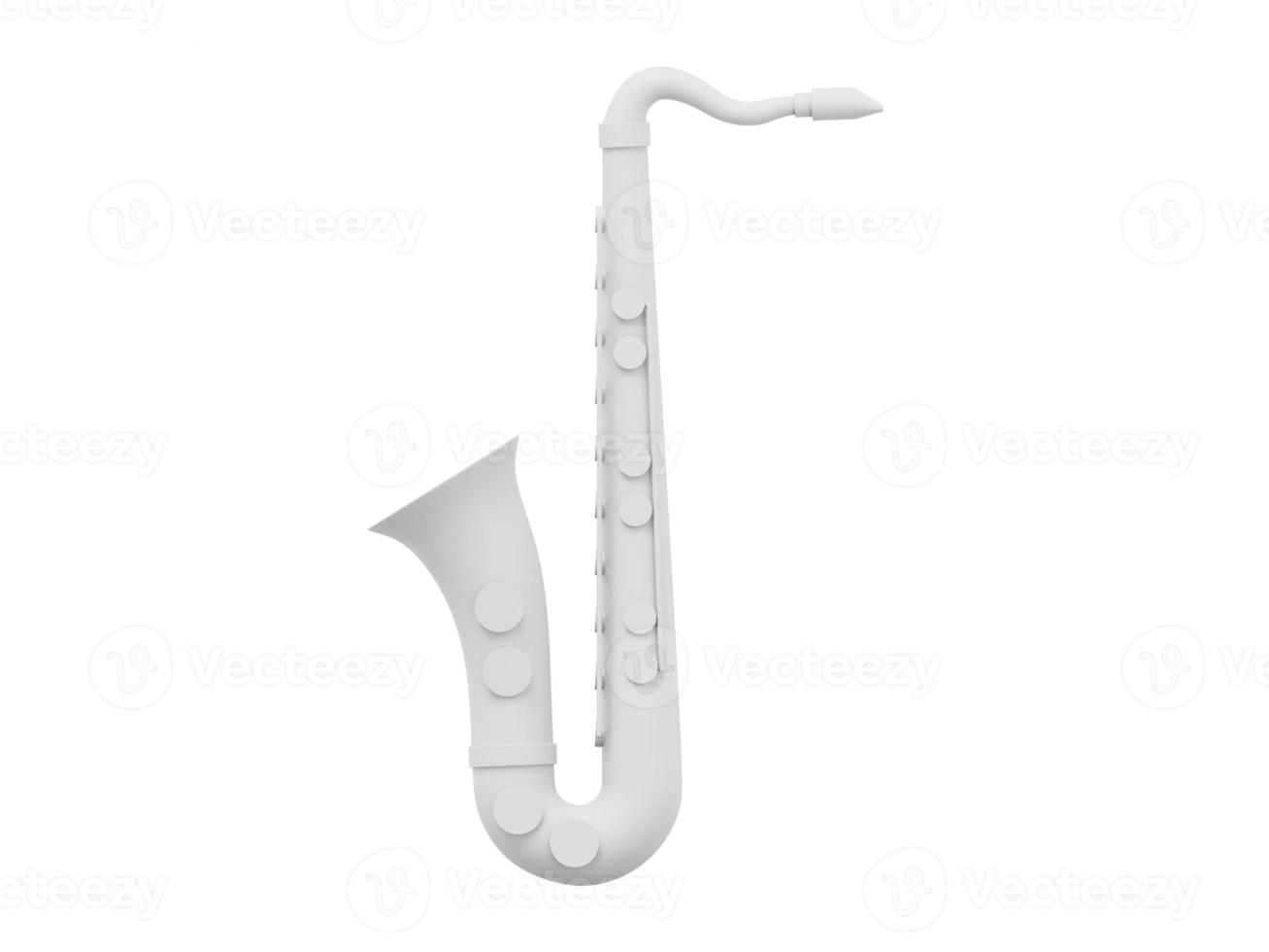 White saxophone, musical instrument. 3d rendering. Icon on white background. photo