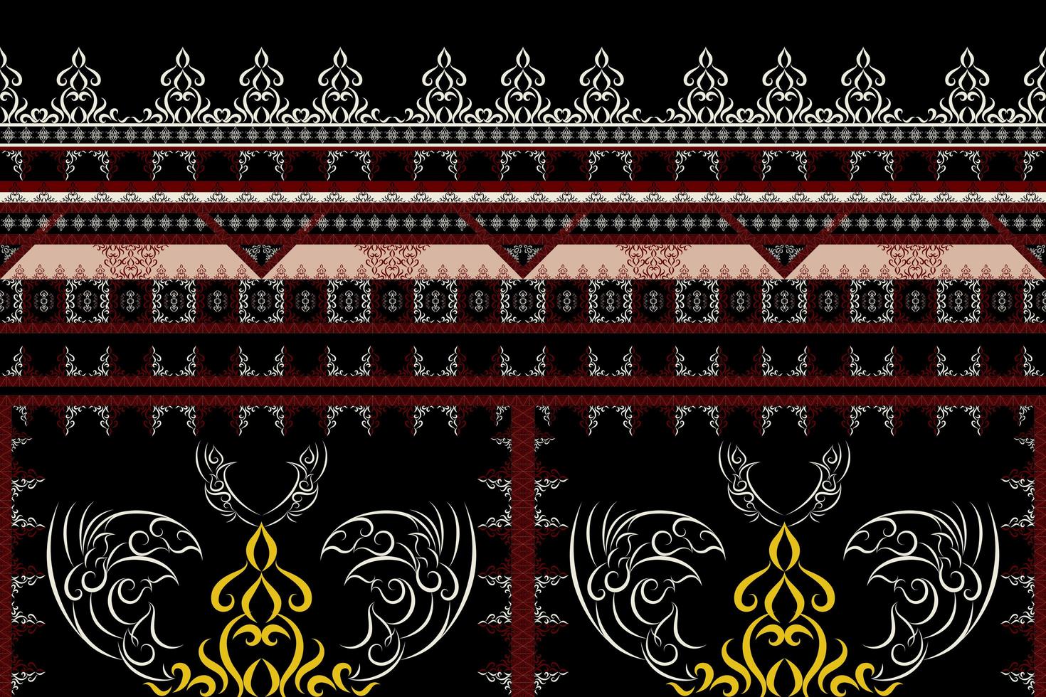 Ethnic fabric pattern Designed from geometric shapes Ethnic Asian style fabric pattern Used for home decoration, carpet work, indoor and outdoor use. photo
