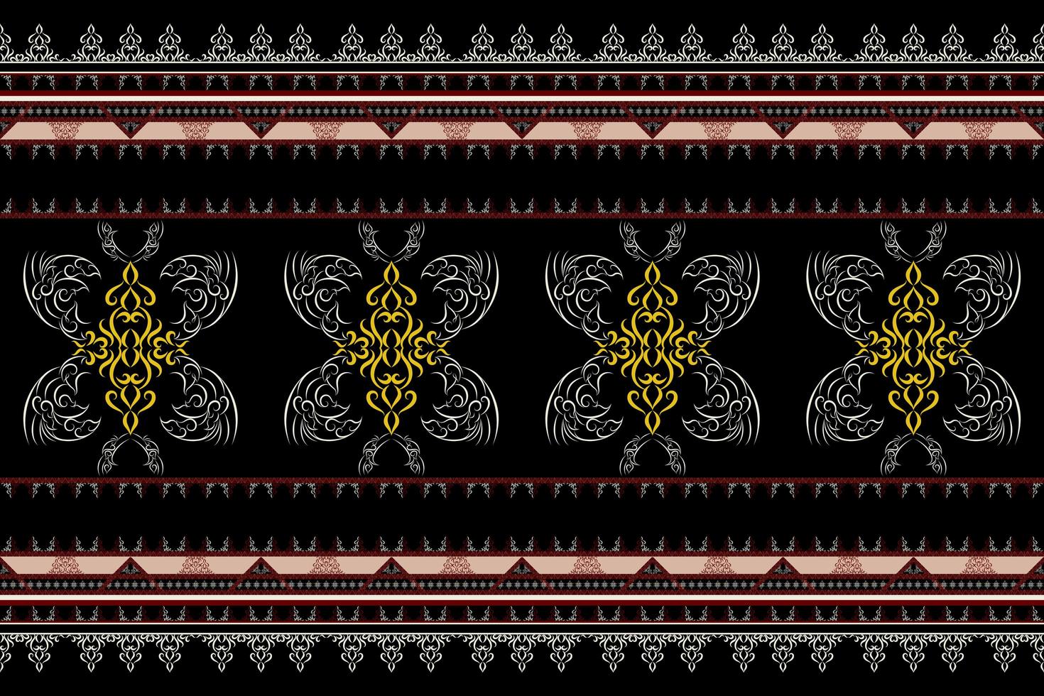 Ethnic fabric pattern Designed from geometric shapes Ethnic Asian style fabric pattern Used for home decoration, carpet work, indoor and outdoor use. photo