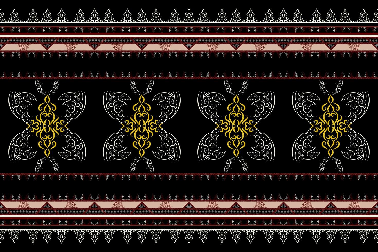 Ethnic fabric pattern Designed from geometric shapes Ethnic Asian style fabric pattern Used for home decoration, carpet work, indoor and outdoor use. photo