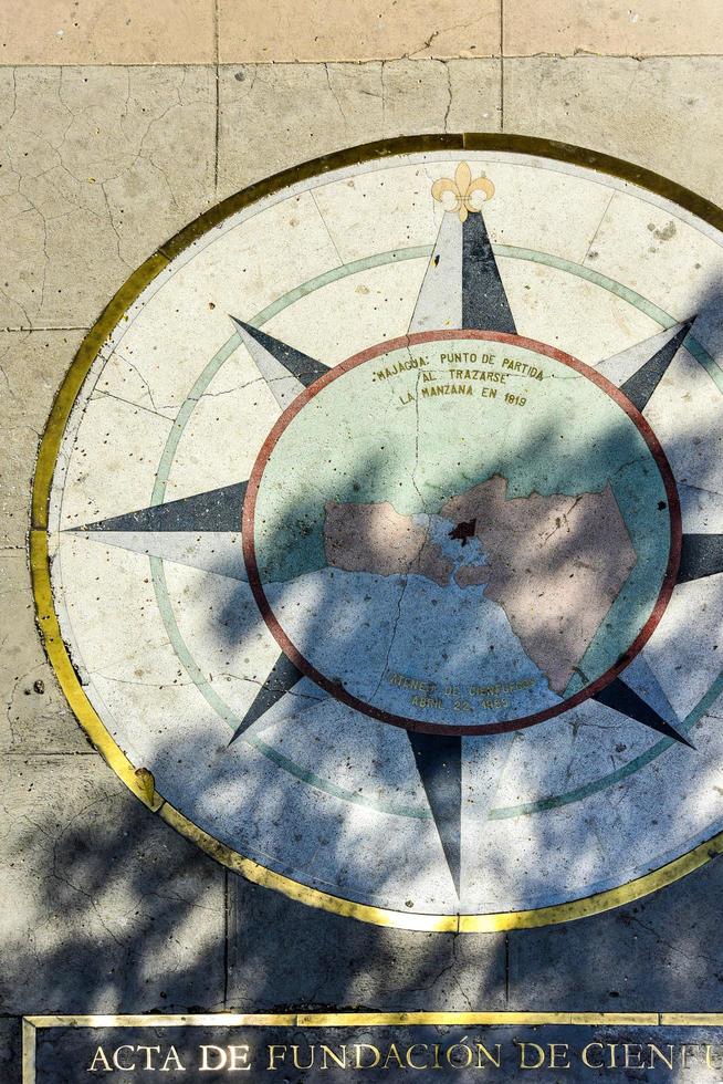 Zero kilometer with foundation of city declaration on the square of Jose Marti, Cienfuegos, Cuba. photo