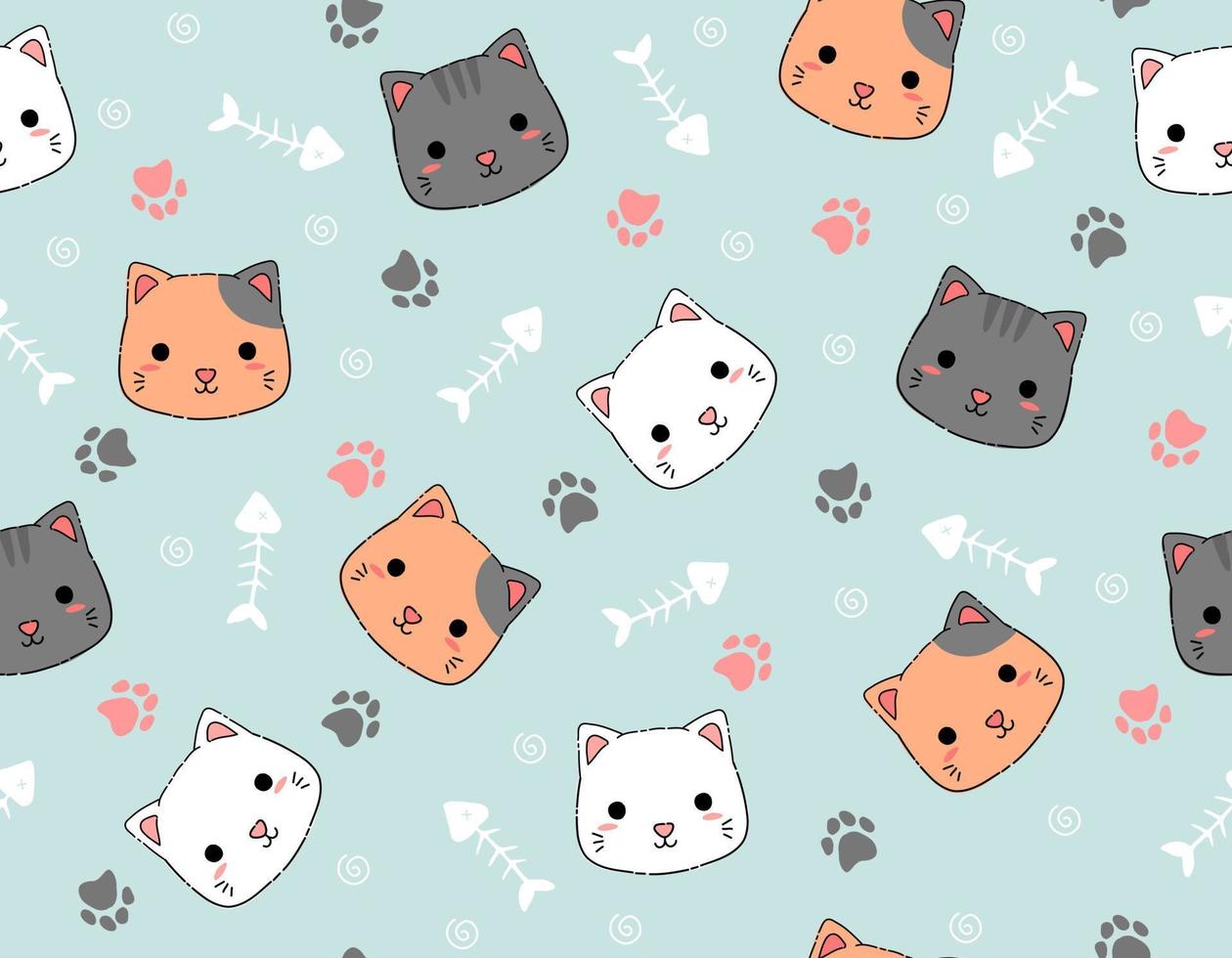 Cute Cat seamless pattern vector