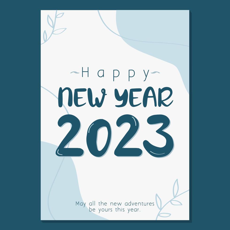 feliz año nuevo 2023 tarjeta azul vector