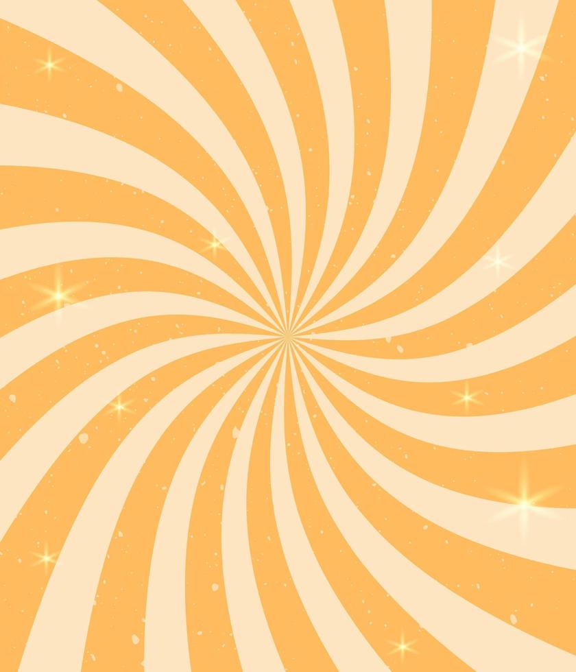 Retro circus background with curved rays. Old paper. Vintage background with grunge texture and shining stars. vector