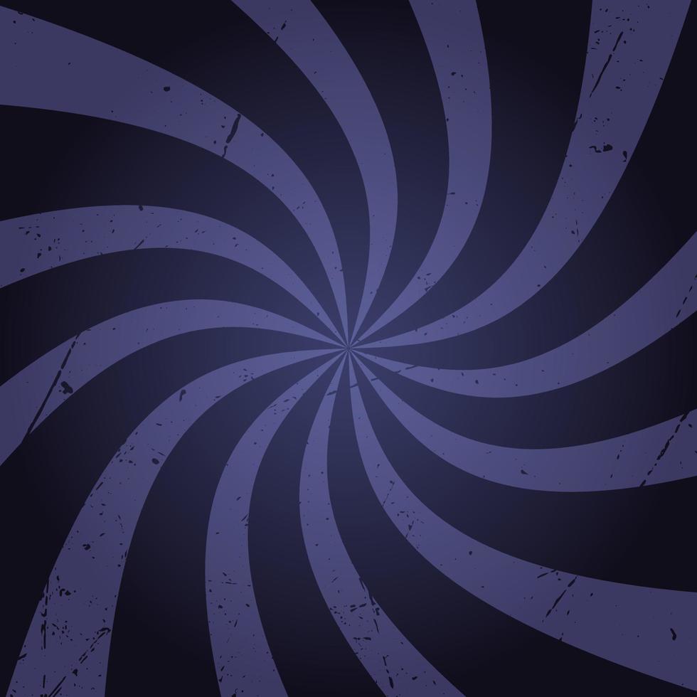 Retro circus background with curved rays. Rotating, spiral stripes. Old paper. Dark blue vintage background. vector
