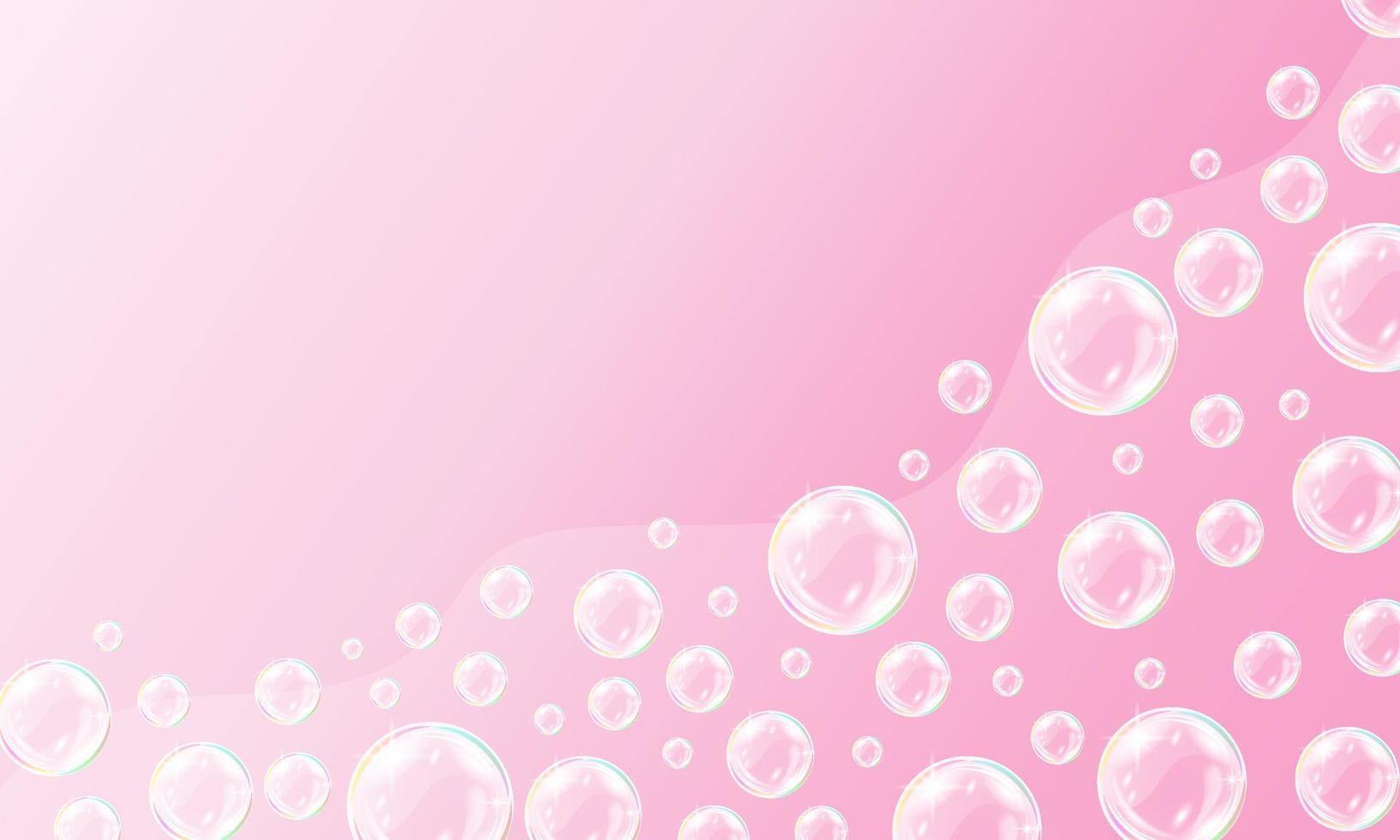 Soap bubbles background. Vector abstract pink background.