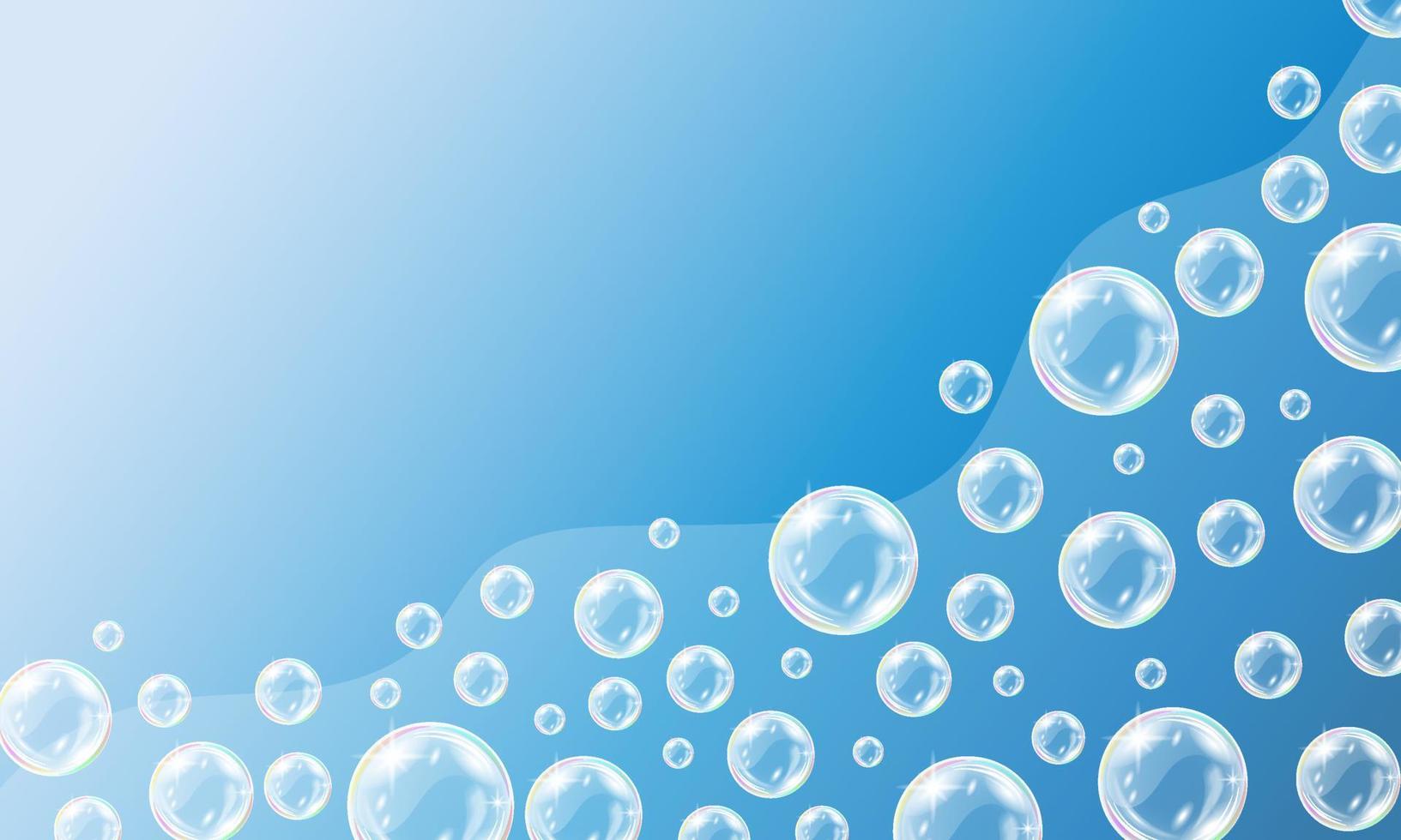 Soap bubbles background. Vector abstract blue background.