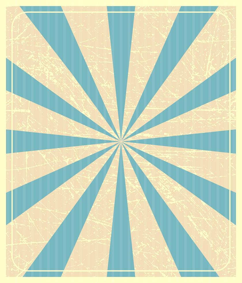 Retro circus background with rays. Old paper. Vintage background with frame and grunge texture. vector