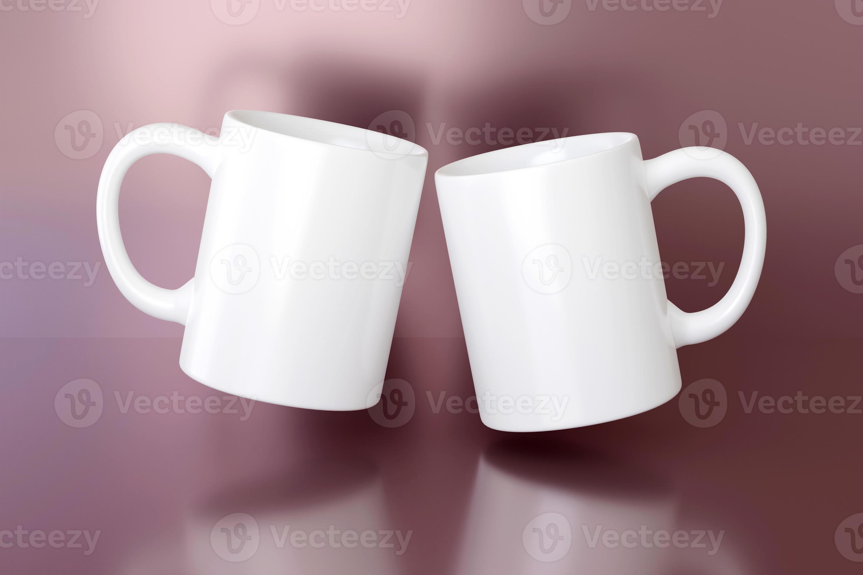 Dos Tazas Blancas Aisladas Sobre Fondo Blanco. Ilustración 3d Fotos,  retratos, imágenes y fotografía de archivo libres de derecho. Image  202719459