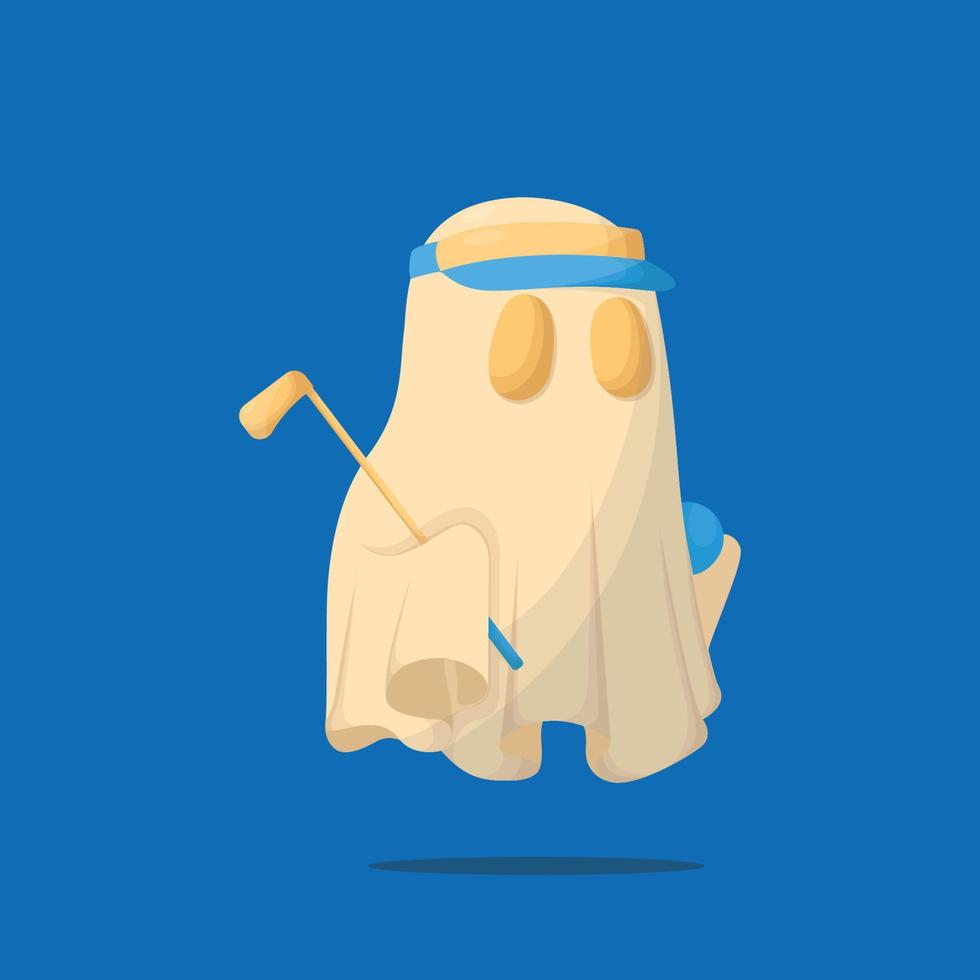 personaje fantasma con ilustración de equipo de golf vector