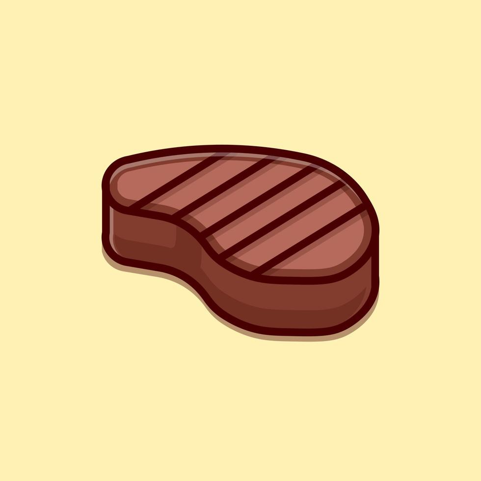 ilustración de icono de vector de dibujos animados de carne de res