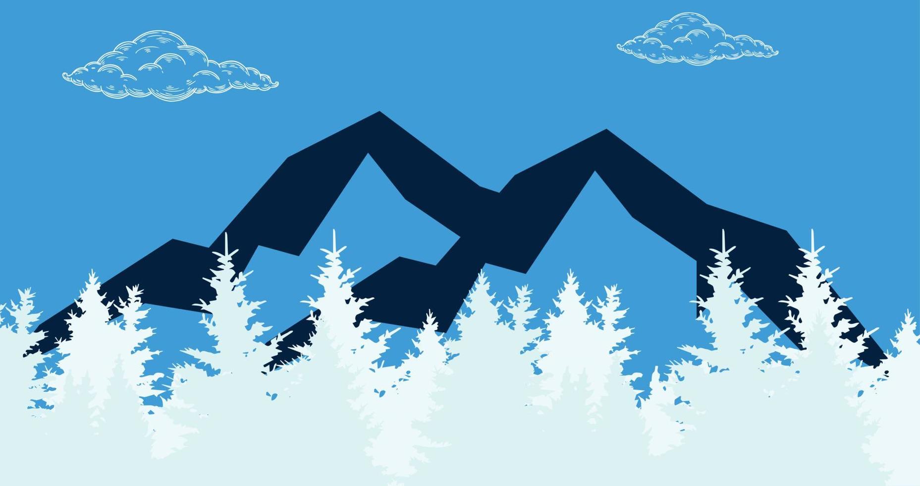 Mountain and trees vector