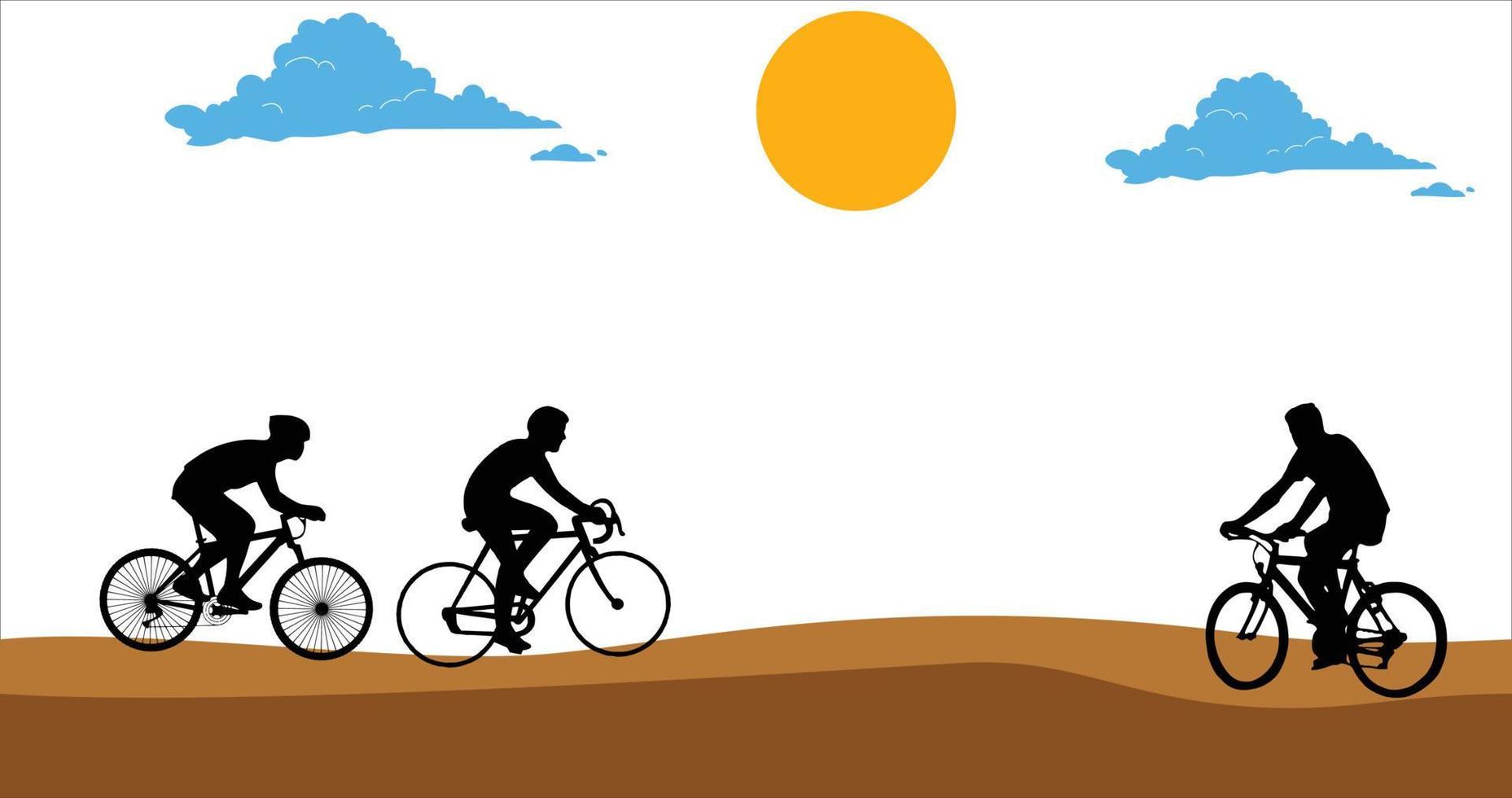 Cycle ride in the hill vector