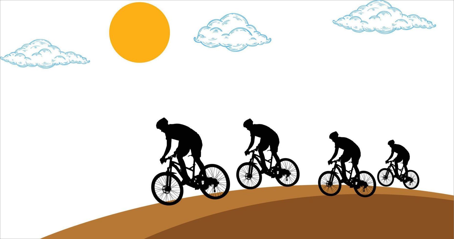 Cycle ride in the hill vector