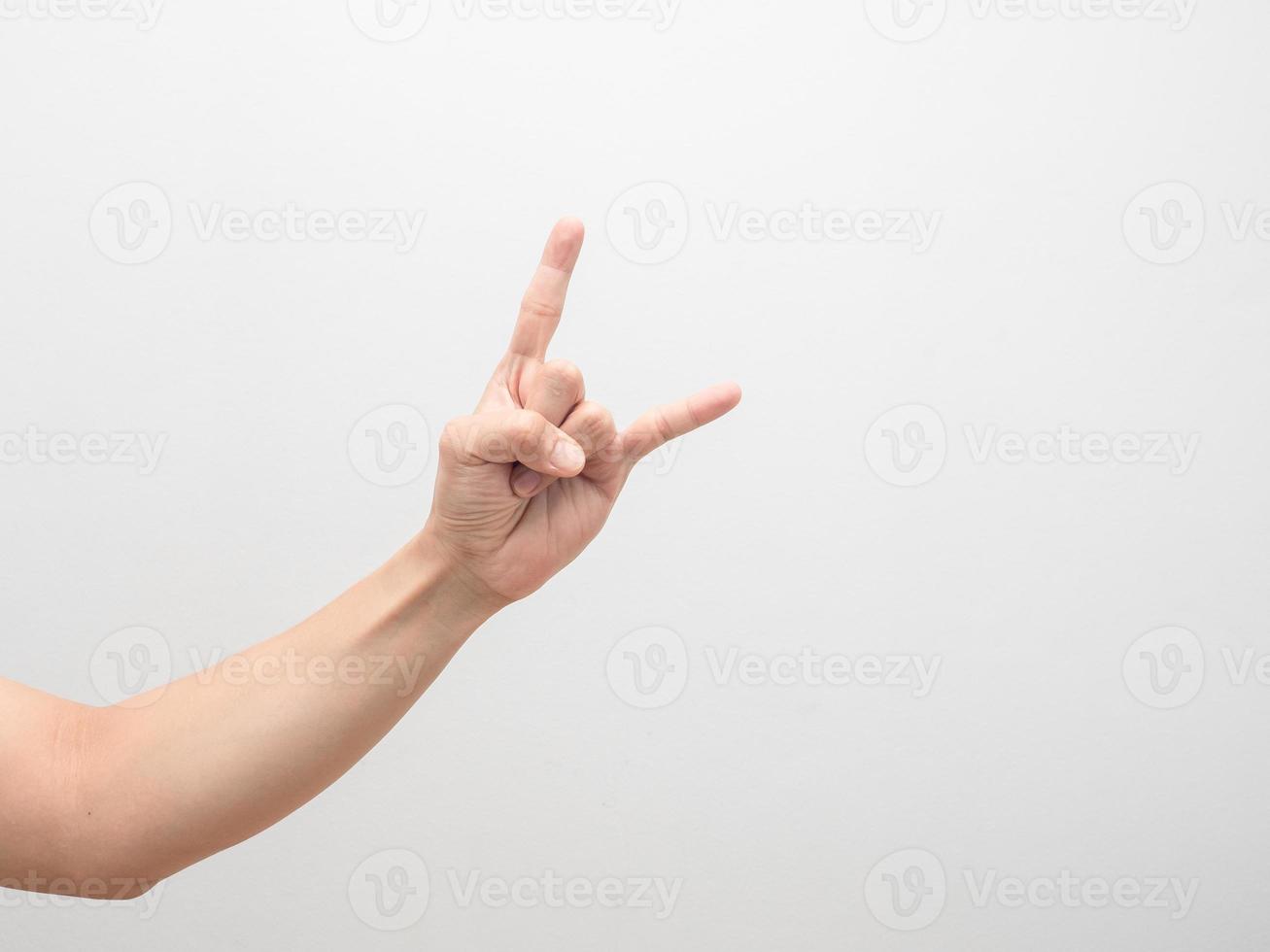 Man hand show gesture finger rock isolated white photo