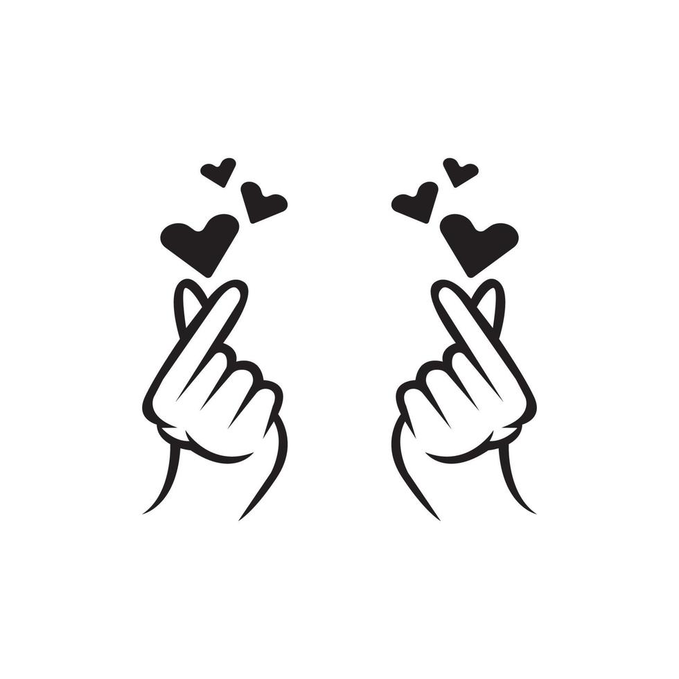 mini te amo mano, corazón coreano dedo te amo signo icono vector línea arte ilustración pegatina diseño redes sociales