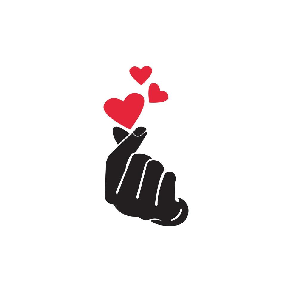 mini te amo mano, corazón coreano dedo te amo signo icono vector línea arte ilustración pegatina diseño redes sociales