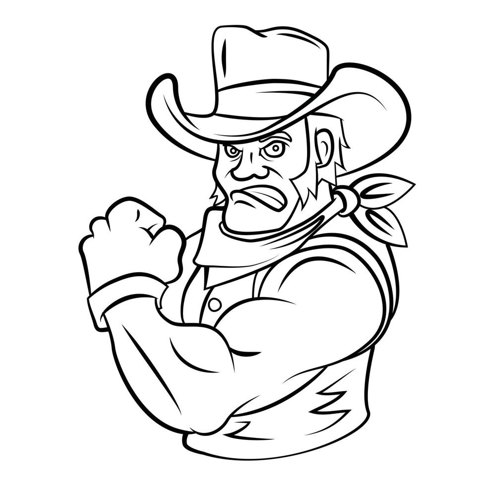 Strong Cowboy Illustration Sketch vector