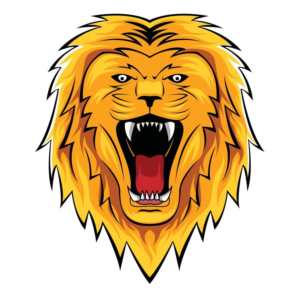 Lion Head Angry Roaring Illustration vector