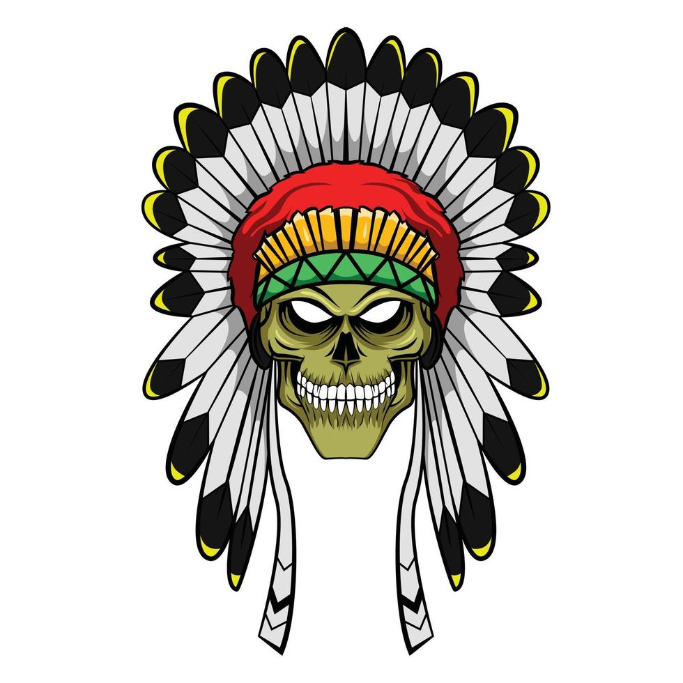 cráneo, apache, cabeza, ilustración vector