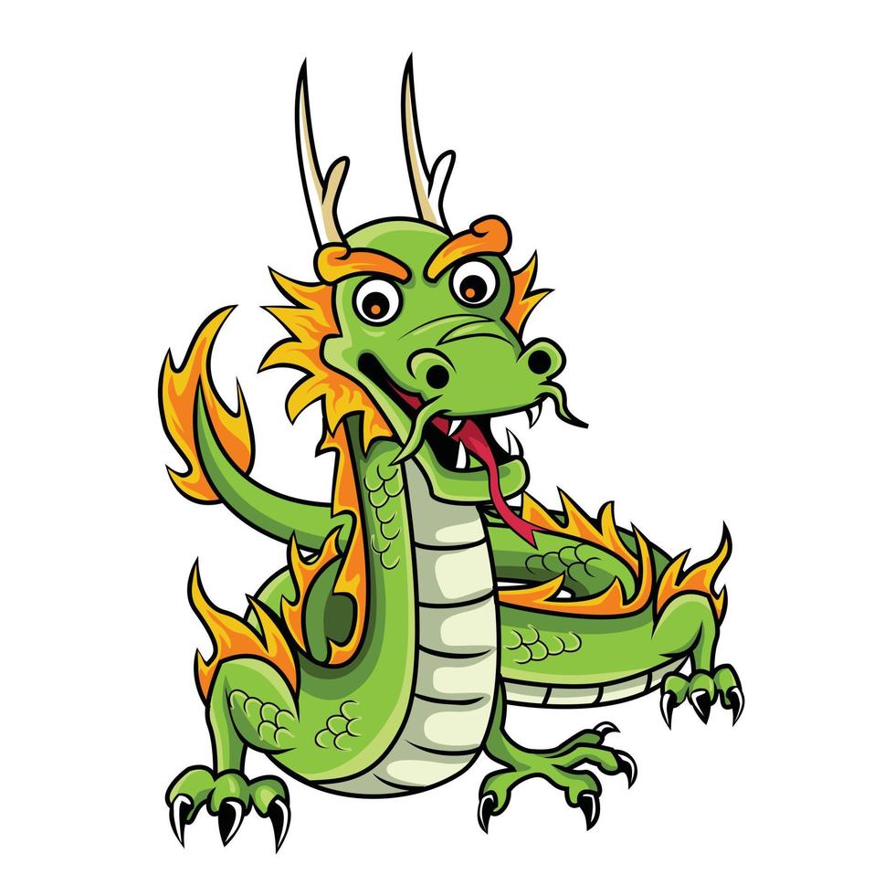 Green Dragon Cartoon Illustration vector