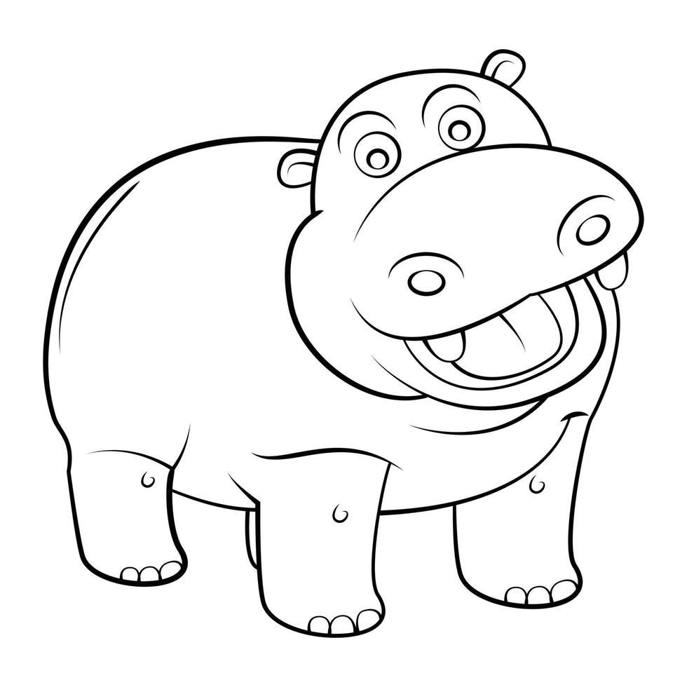 bosquejo de dibujos animados de hipopótamo vector
