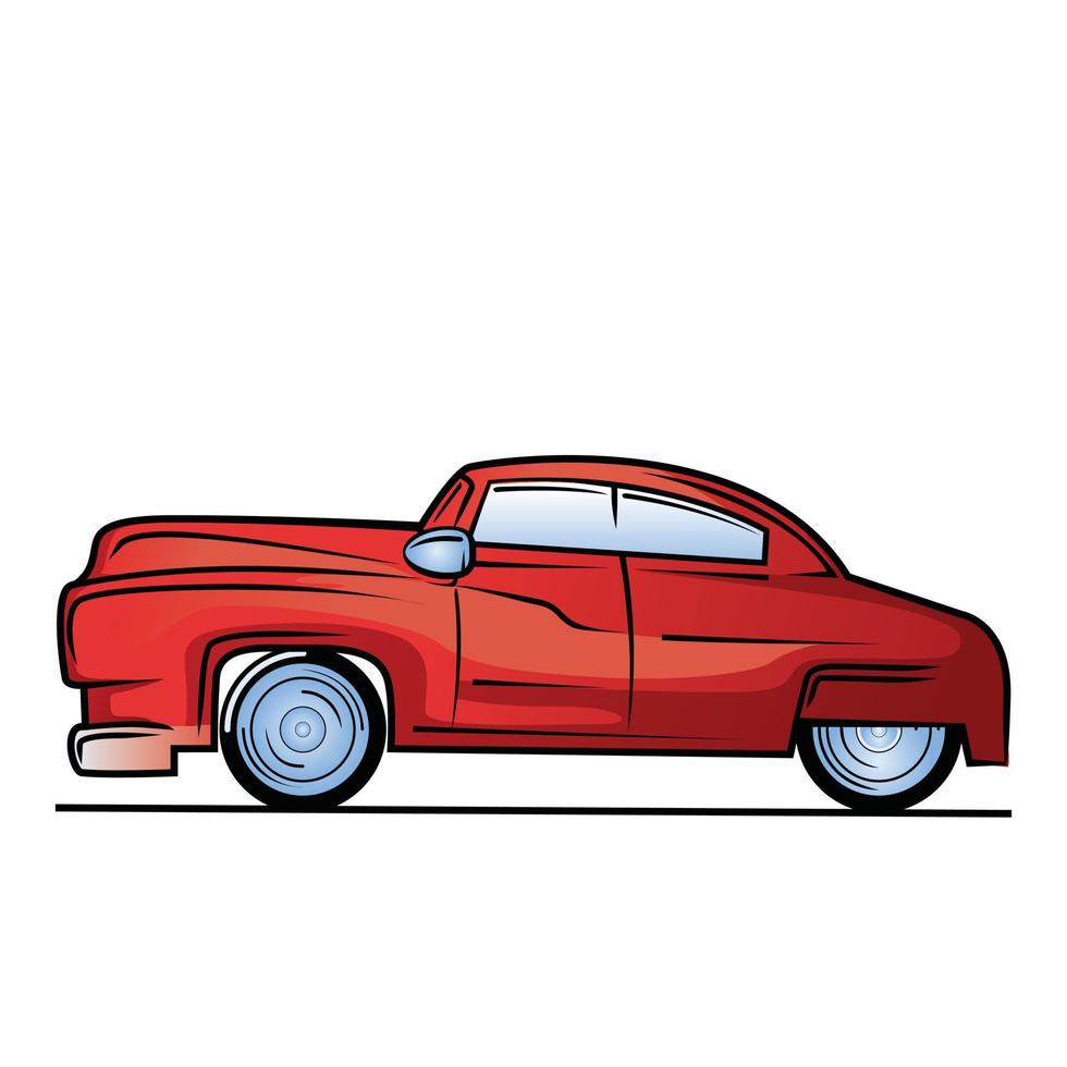 Red Old Car Vector Illustration