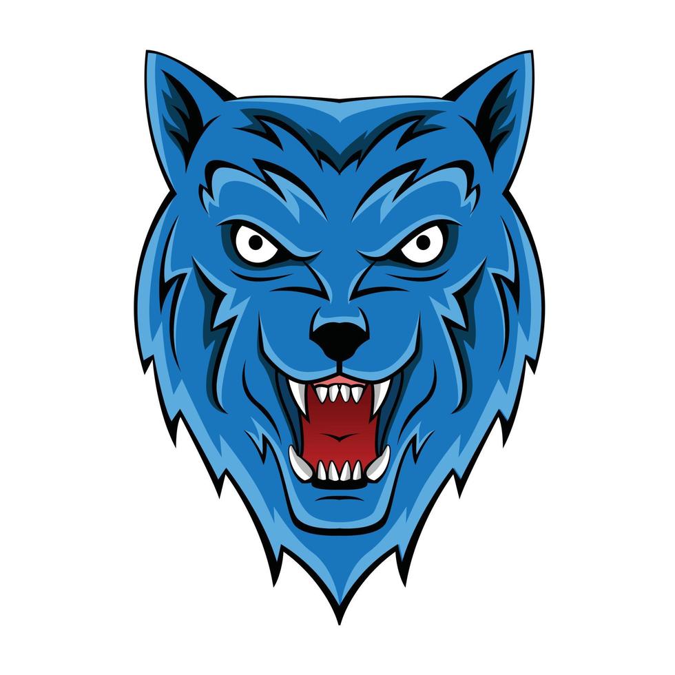 ilustración de cabeza de lobo azul vector