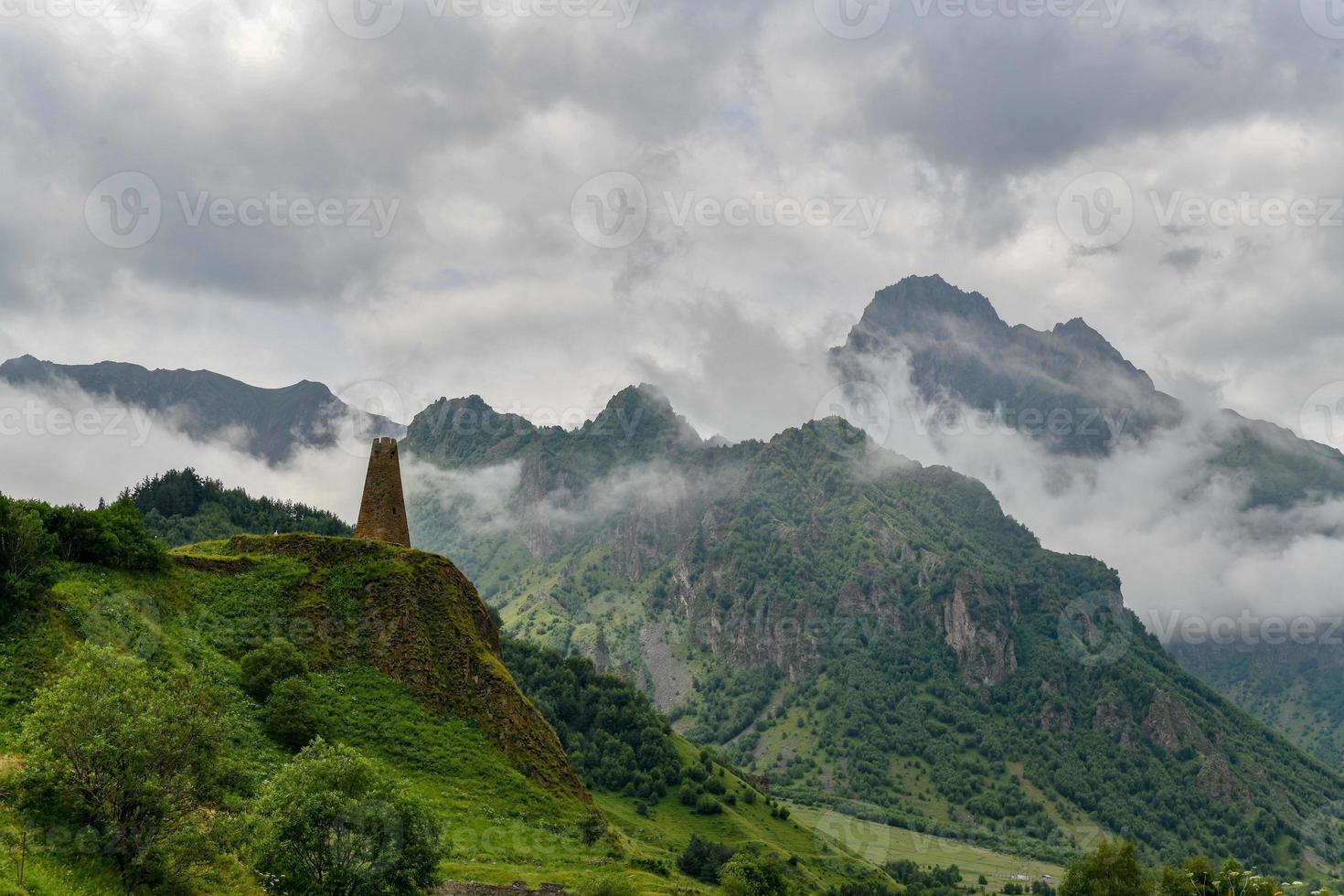 Hilly landscape near the village of Sioni in Georgia. photo