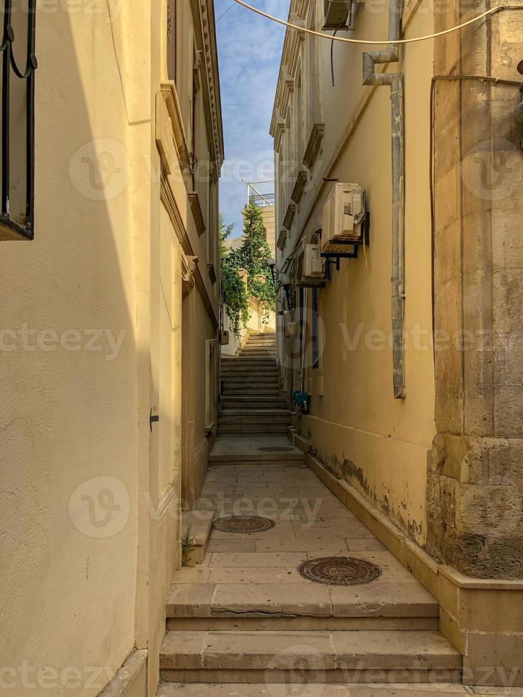 Narrow winding staircase in the old city of Baku, Azerbaijan. photo