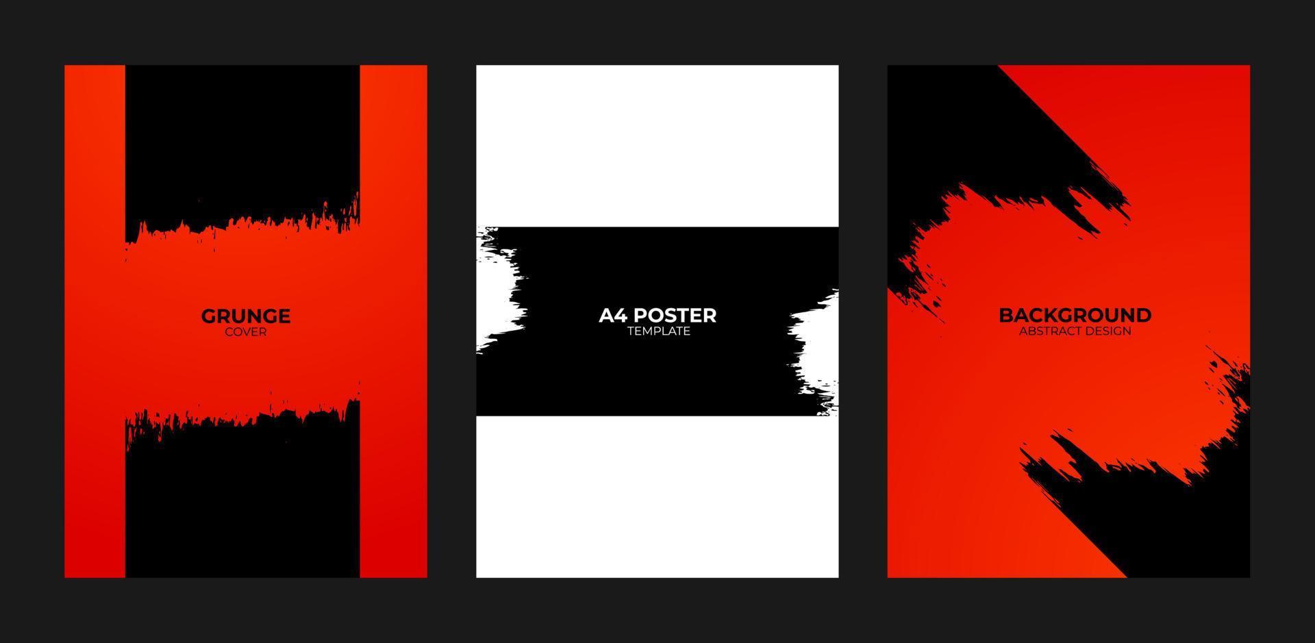 Grunge abstract background, minimalist template a4 poster vector design with paint brush texture for flyer and cover