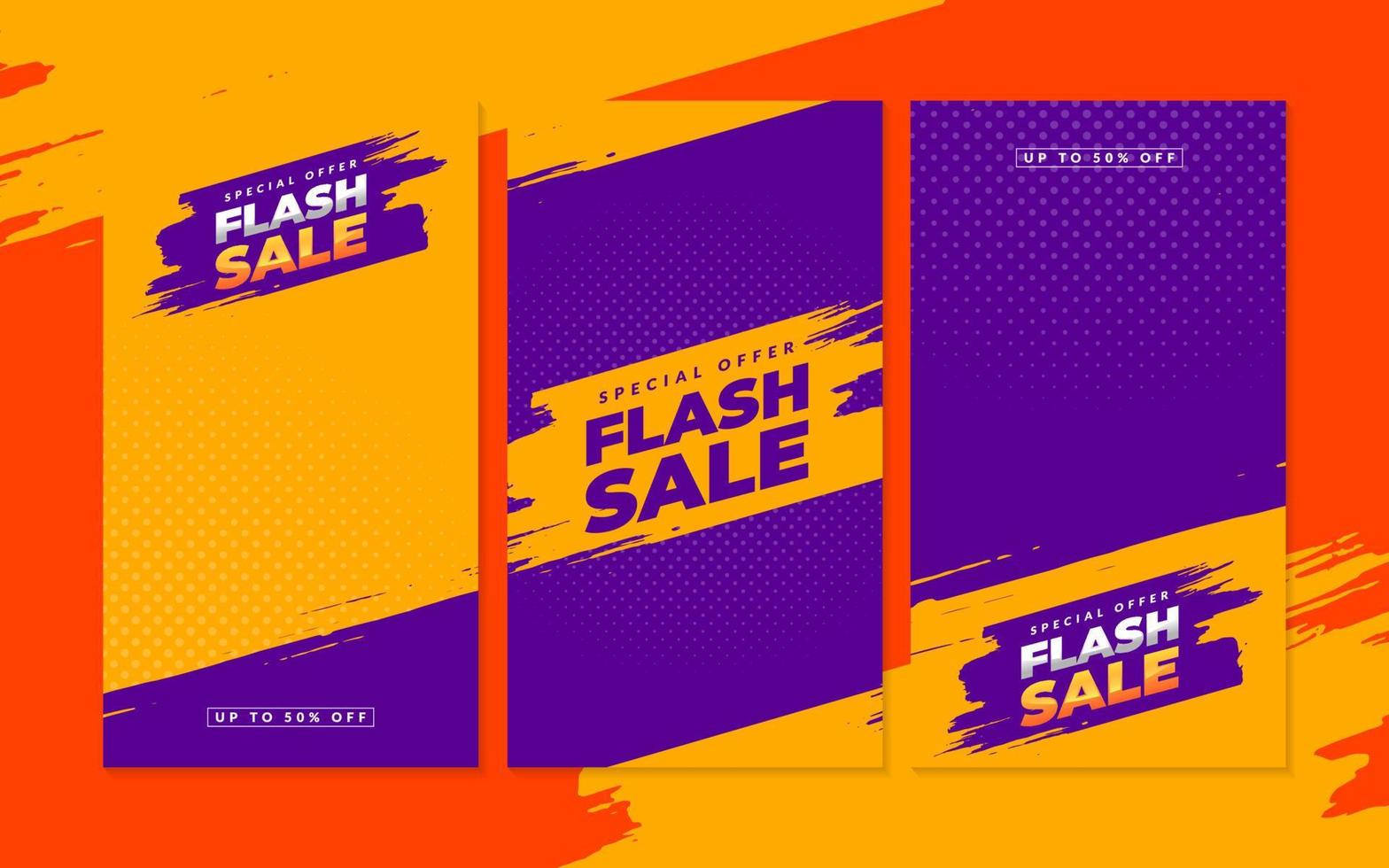 Flash sale vertical banner background vector, template social media stories post for media promotion with empty space vector