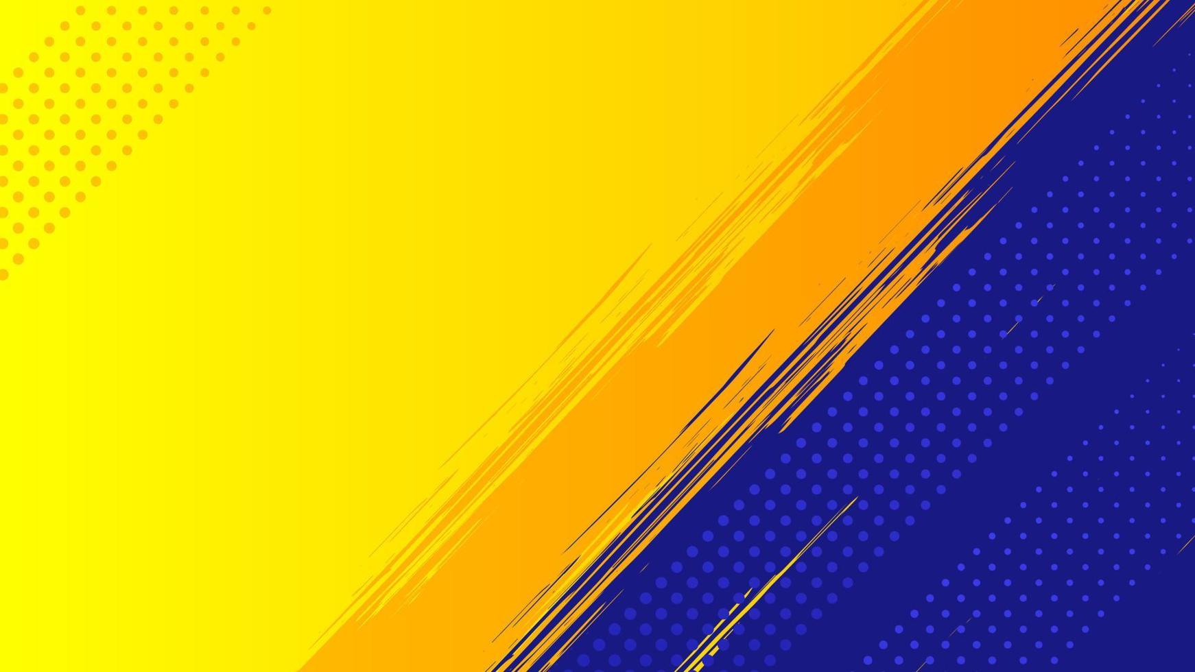 Abstract grunge background vector with paint brush and halftone effect, template design banner with gradient blue and yellow color of ukraine flag