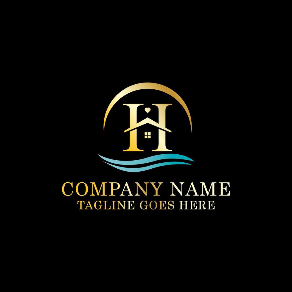 Luxury Hotel logo design,letter H vector good for building company logo template