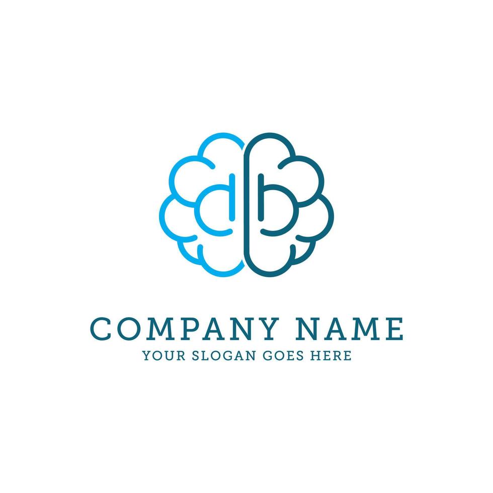 DB letter logo design, different brain logo inspiration can use for your trademark, branding identity or commercial brand vector