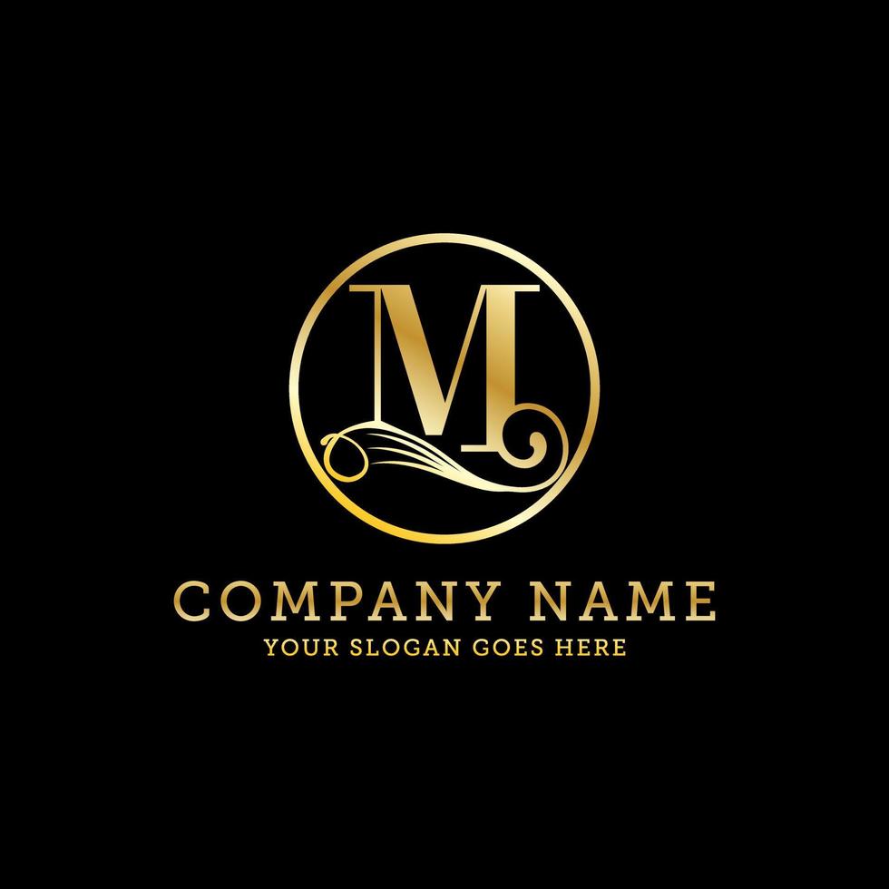 luxury Letter M logo vector, M gold logo design, business and finance logo brand vector