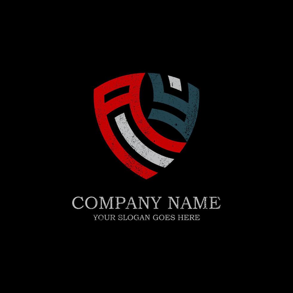 Letter Name AY logo design image, vector illustration grunge shield logo template