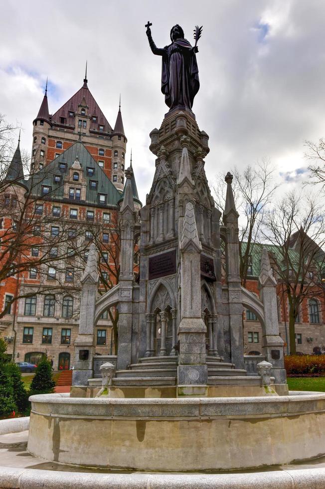 Recollects Statue beside Chateau Frontenac in Quebec, Canada, 2022 photo