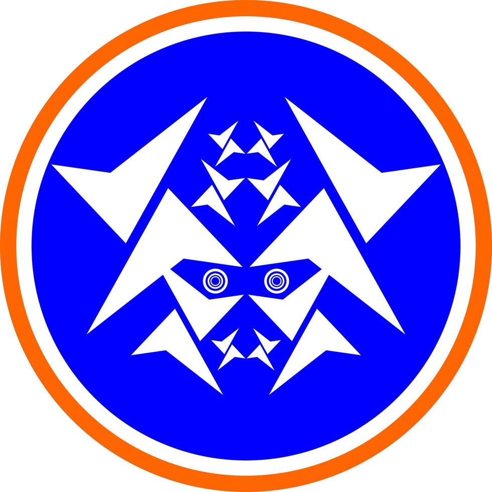 The illustrations and clipart. logo design. star icon illustration. white samurai on a blue circle frame vector