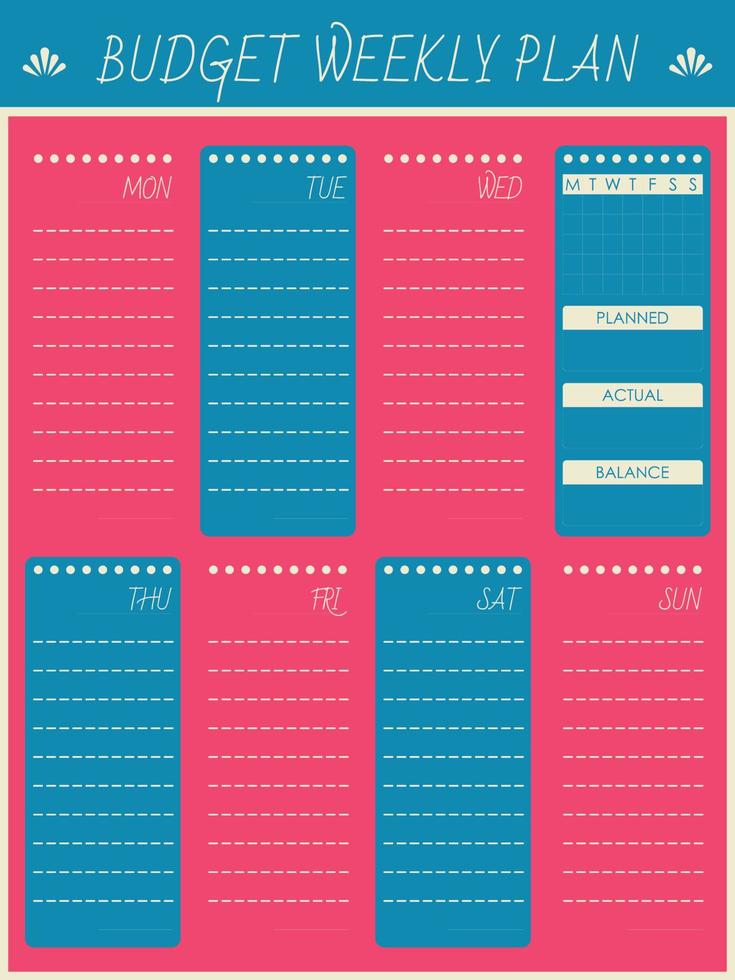 simple list of budget weekly plan vector