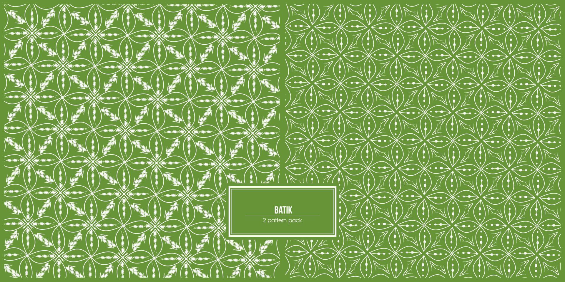paquete de dos patrones de batik tradicional con estilo floral vector