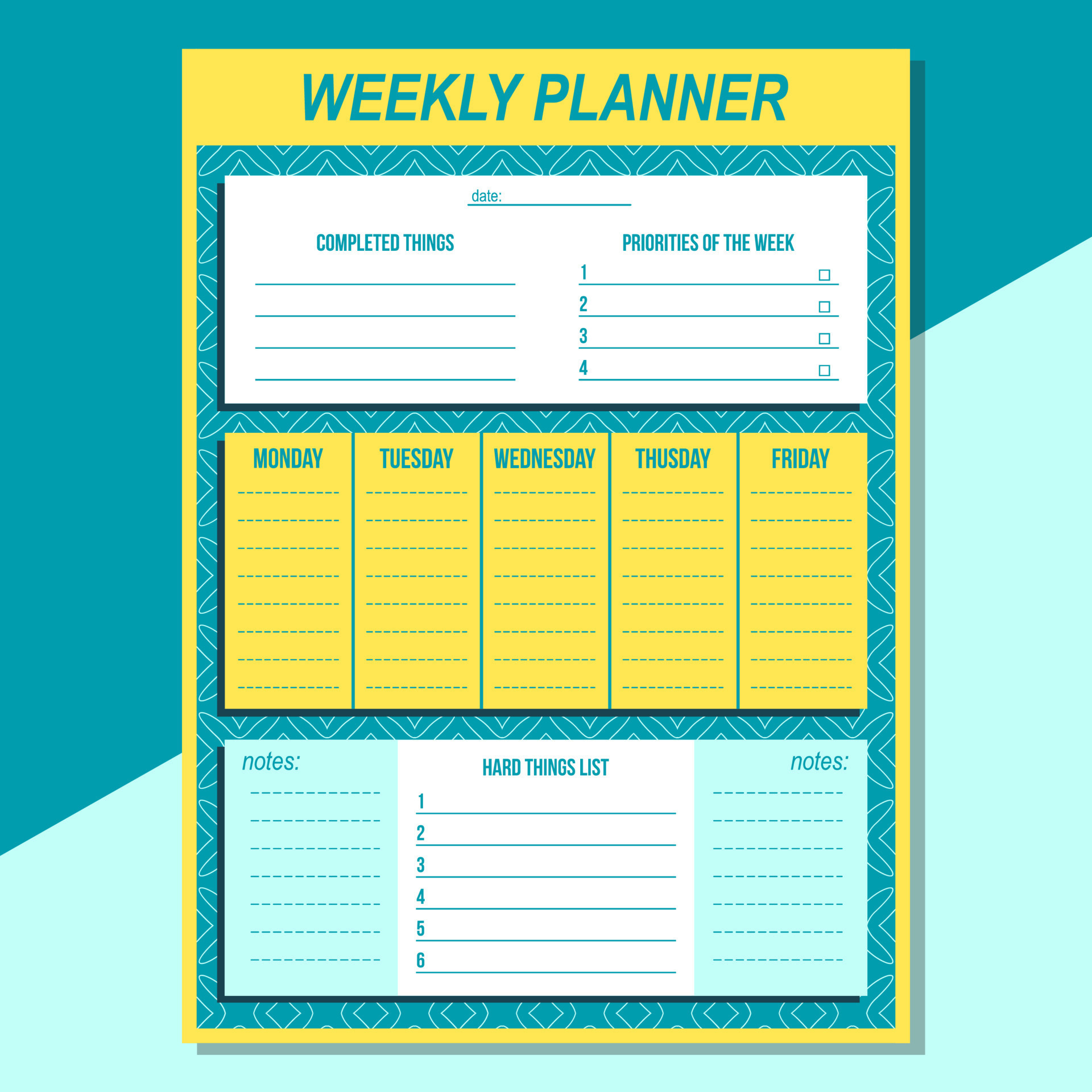 Weekly Planner Template With Times Free Download