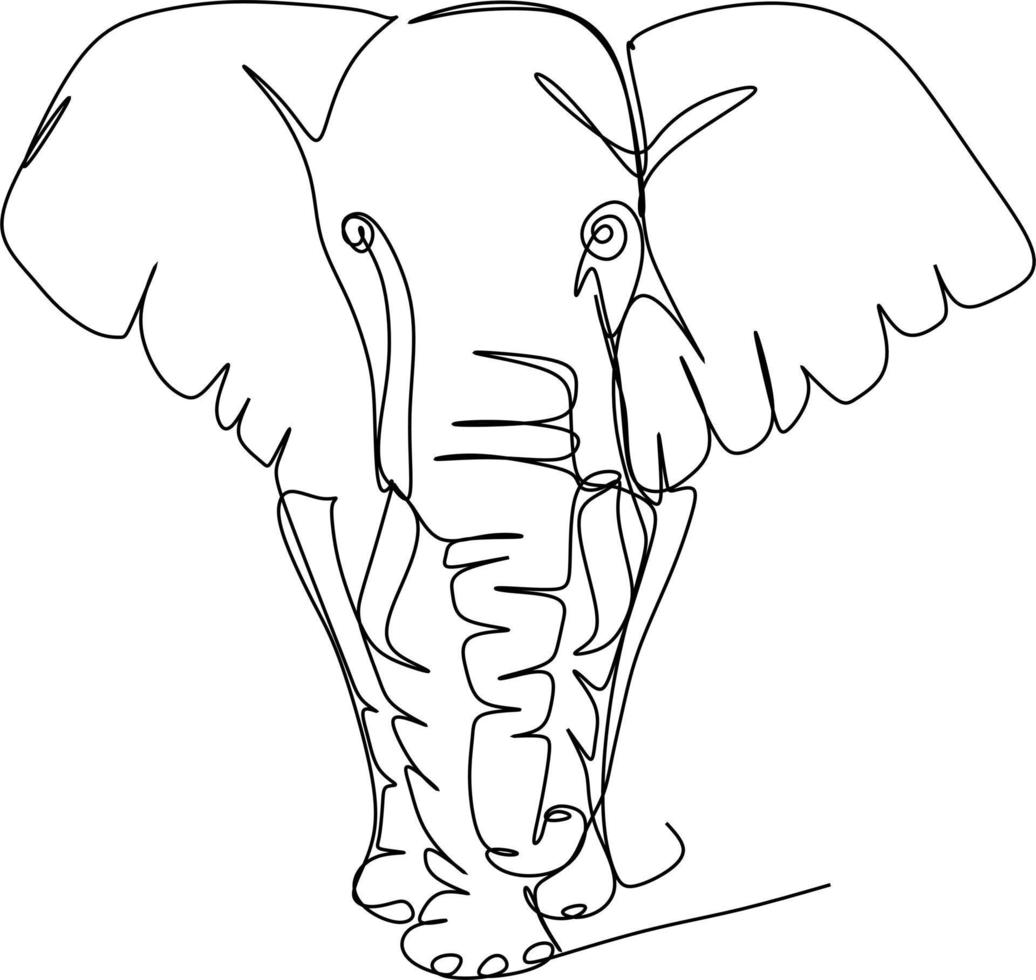 An illustration, one line art. Continuous one line drawing. An elephant cartoon coloring page vector