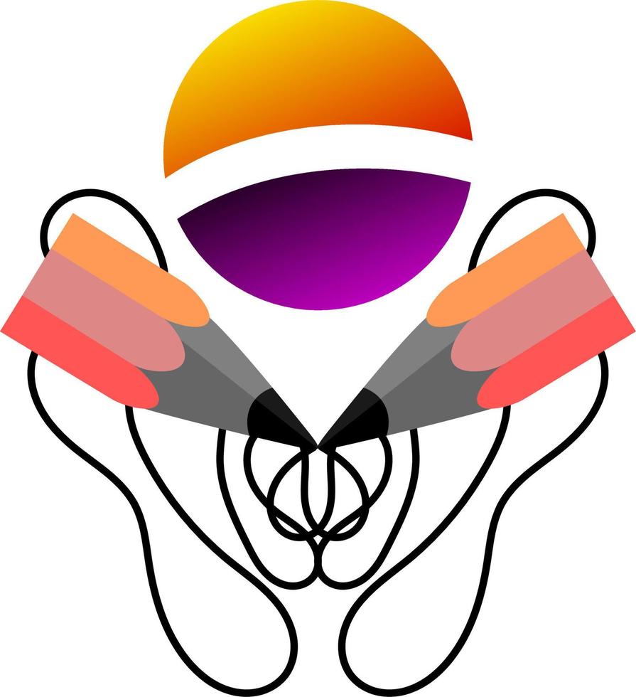 The illustrations and clipart. logo design. a butterfly icon on an abstract element drawing pencil and globe vector