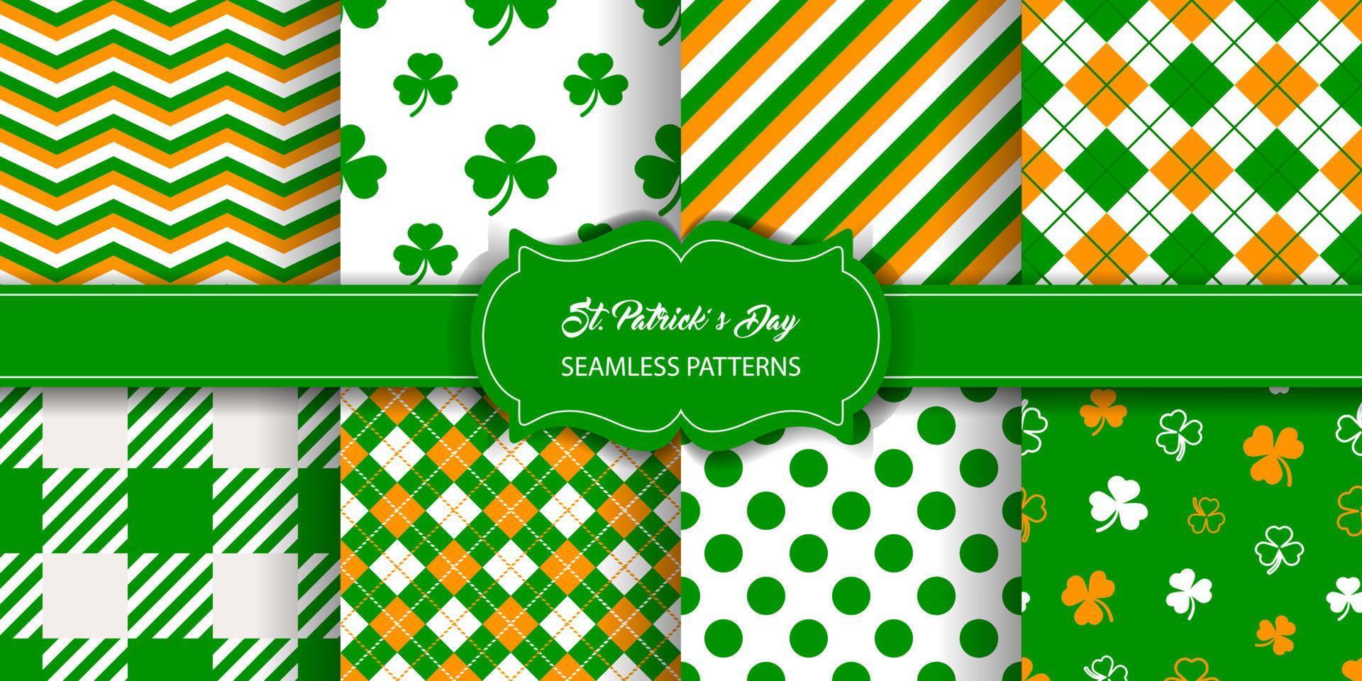 set of saint patrick day seamless patterns. collection of seamless textures vector