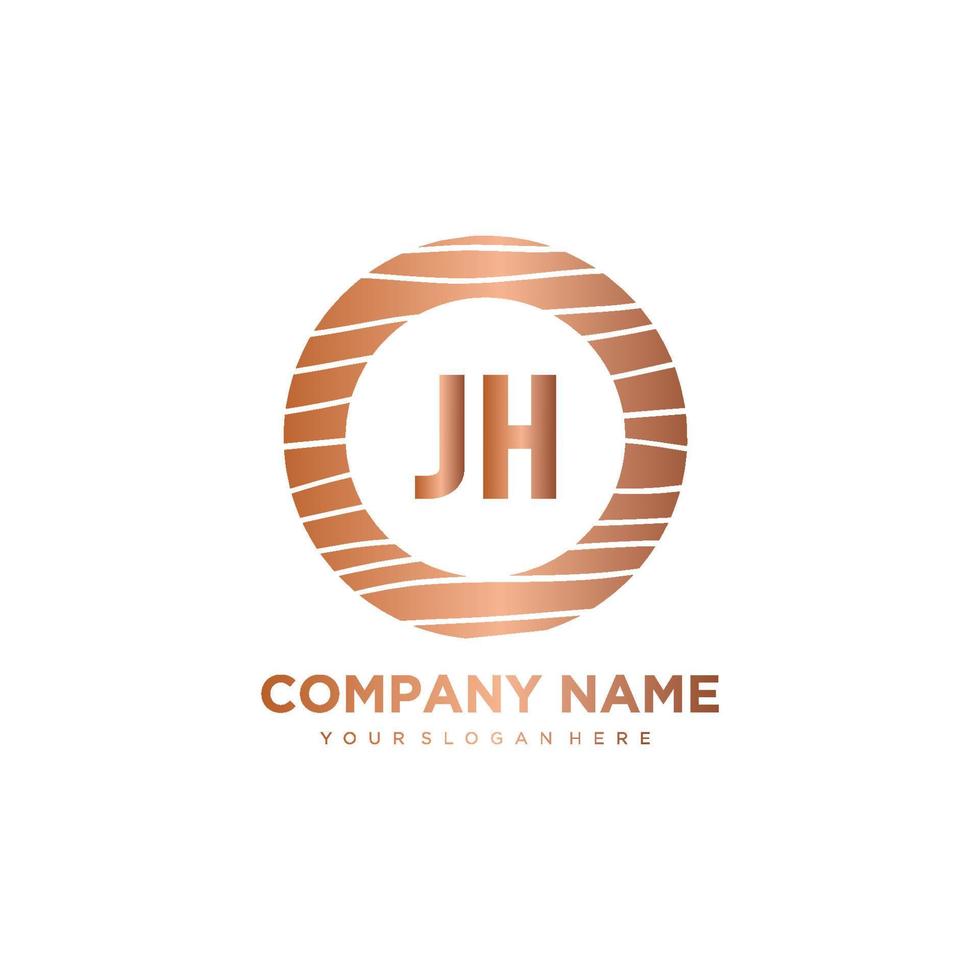 JH Initial Letter circle wood logo template vector