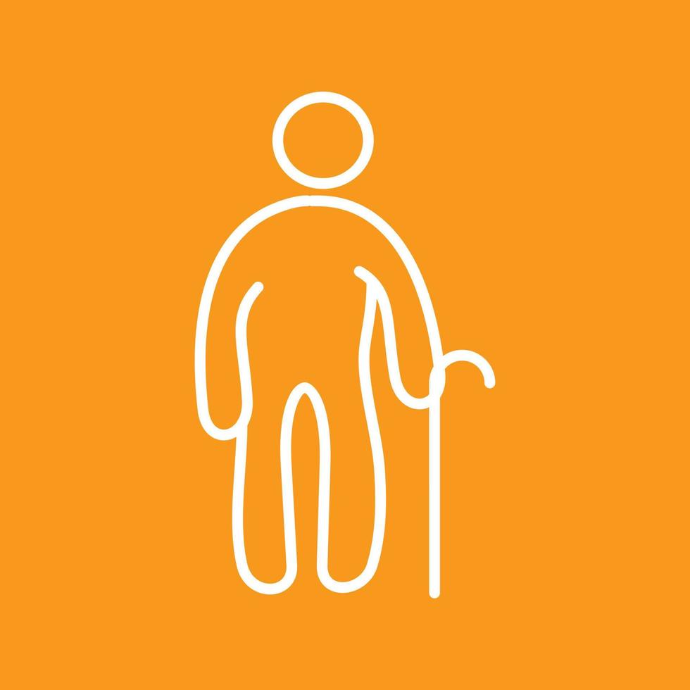 Old Man Line Color Background Icon vector